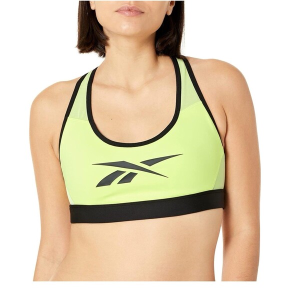 Reebok Les Mills Lux Neon Black‎ Sports Bra Athletic Racer Sz XS - Picture 1 of 4